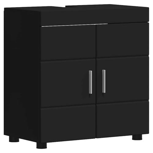 Vopese Badezimmer Waschbecken Schrank mit Tür Schwarz 60 x 34 x 63 cm Badezimmerschränke Model880322 von Vopese