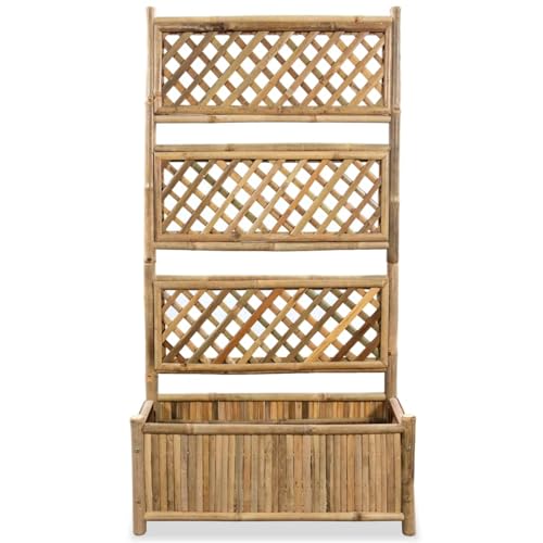 Vopese Bambus Pflanzkasten mit Rankgitter, 70 x 30 x 135 cm, für Balkon und Terrasse - Dekorative Gartendeko Model43714 von Vopese