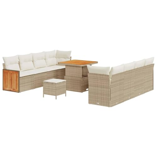 Vopese Beige Poly Rattan Garten-Sofa Set für Außenflächen - 4-teilig mit Tisch, max. 6 Personen Model3365226 von Vopese