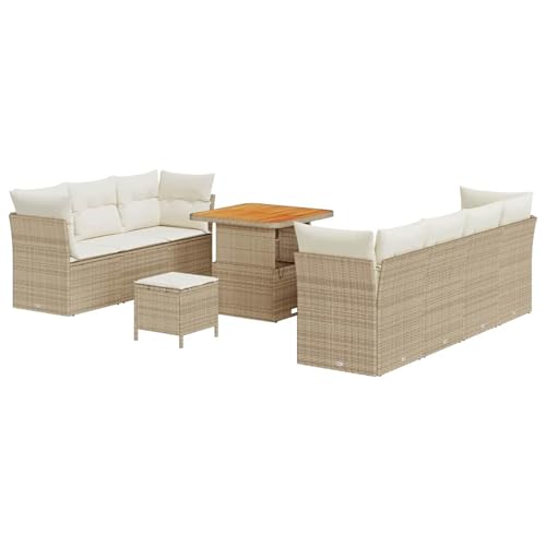 Vopese Beige Poly-Rattan Garten-Sofa Set mit Tisch und Kissen, 4 Sitze, Rechteckig, für Balkon und Terrasse Model3361446 Vopese Beige Poly-Rattan Garten-Sofa Set mit Tisch und Kissen, 4 Sitze, Rechteckig, für Balkon und Terrasse Model3361446 von Vopese