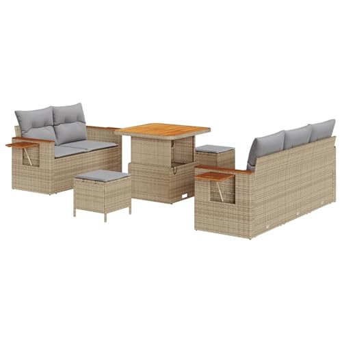 Vopese Beige Poly Rattan Gartensofa Set mit Kissen, 4 Sitzplätze, für Terrasse und Wintergarten Model3365067 von Vopese