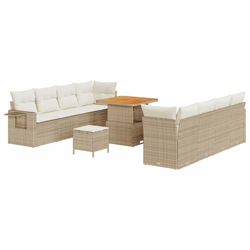 Vopese Beige Poly Rattan Gartensofa Set mit Tisch und Ottoman - 6 Personen, Innen/Außen, Rechteckig Model3363666 von Vopese