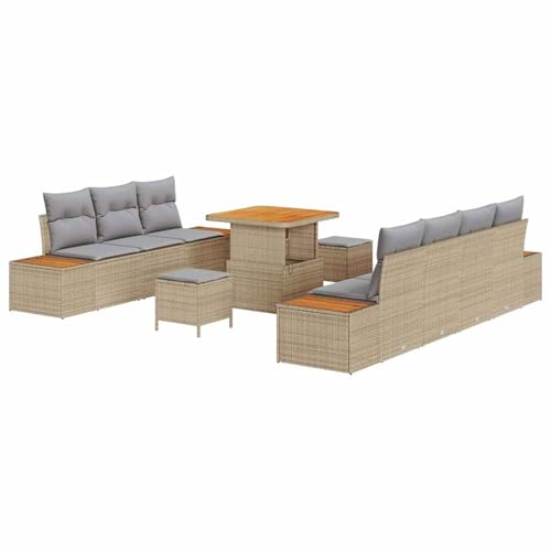 Vopese Beige Rattan Gartensofa Set mit Kissen, 6 Sitzer, für Terrasse und Garten - Outdoor Komfort Model3362877 von Vopese