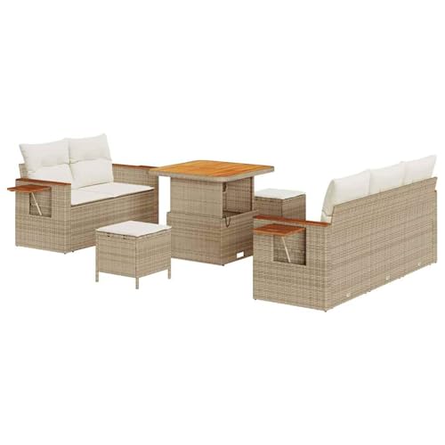 Vopese Beiges 6-Sitzer Garten-Sofa Set mit Poly Rattan und UV-Schutz - Für Terrassen und Garten Model3363116 von Vopese
