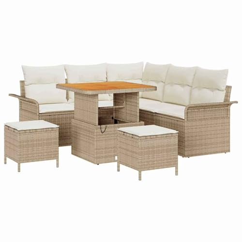 Vopese Bequemes 5-teiliges Garten-Sofa Set mit Natur Rattan Optik - Beige, für bis zu 5 Personen, ideal für Garten und Terrasse Model3362131 von Vopese