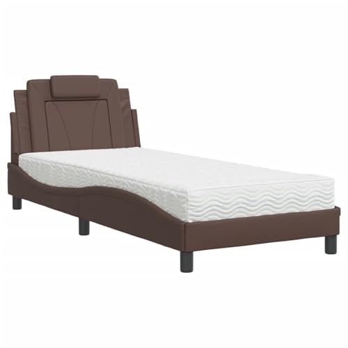 Vopese Bett Viana mit Matratze Braun 90x200 cm Kunstleder Bett Model3208770 von Vopese