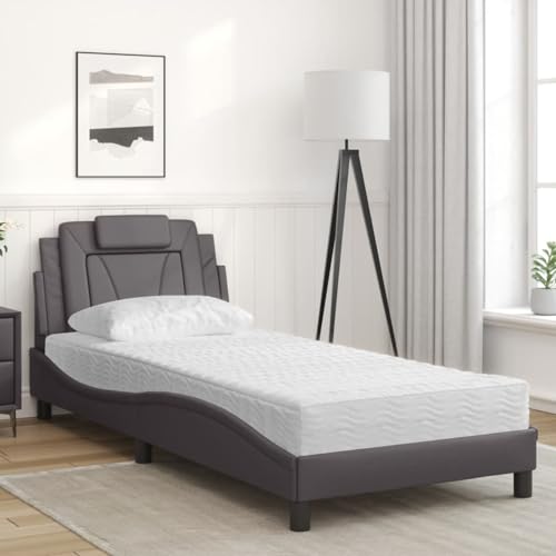 Vopese Bett mit Matratze Grau 90x200 cm Kunstleder Hausbett Model3208771 von Vopese