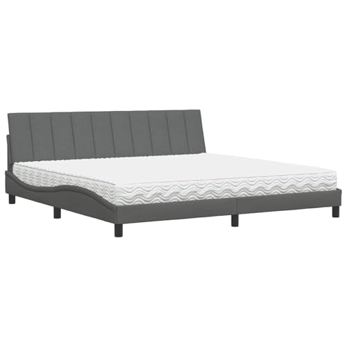 Vopese Bett mit Matratze Hanko Dunkelgrau 200x200 cm Stoff Bett Model3310553 von Vopese