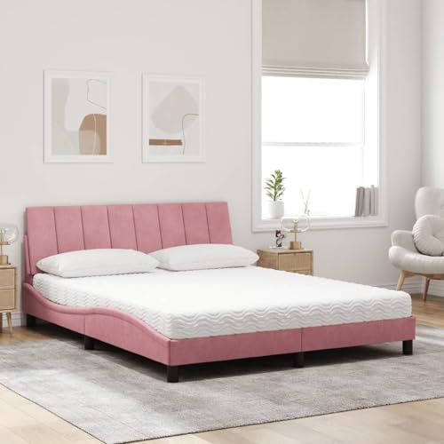 Vopese Bett mit Matratze Rosa 160x200 cm Samt Hausbett Model3208609 Vopese Bett mit Matratze Rosa 160x200 cm Samt Hausbett Model3208609 von Vopese