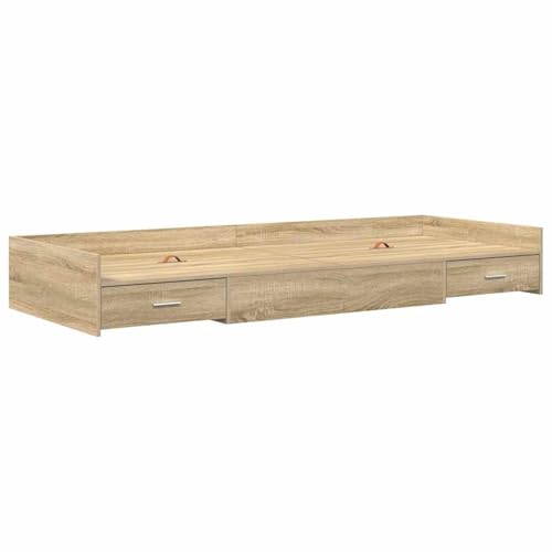Vopese Bett mit Stauraum Sonoma Eiche 100 x 200 cm Holzwerkstoff Bett Model3335223 von Vopese