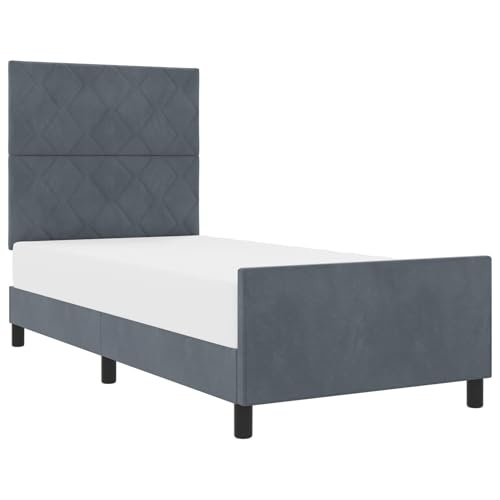 Vopese Bettgestell Dunkelgrau 100x200 cm Samt Massivholz Bettgestell Model3344988 von Vopese