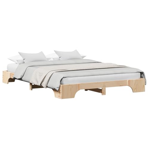 Vopese Bettgestell Natürlich Kiefernholz 160 x 200 cm Langlebig Massivholz Bettgestell Model872854 von Vopese