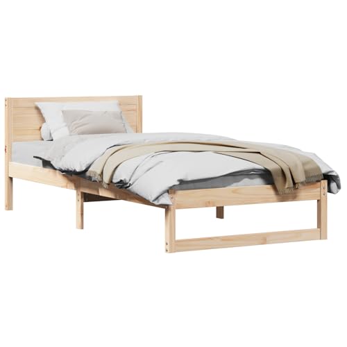 Vopese Bettgestell Natur Massivholz 80 x 200 cm Massivholz Bettgestell Model873292 von Vopese