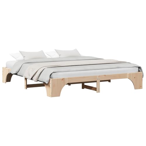 Vopese Bettgestell Natur Massivholz Kiefer 180 x 200 cm Einfach Massivholz Bettgestell Model872935 von Vopese