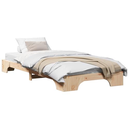 Vopese Bettgestell Natur Massivholz Kiefer 80 x 200 cm Langlebig Massivholz Bettgestell Model872881 von Vopese