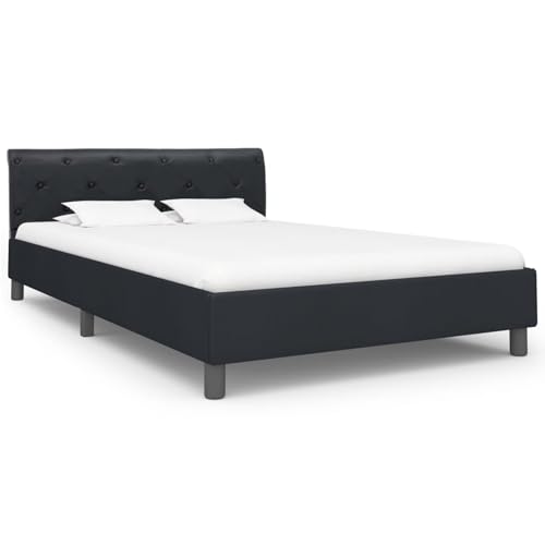 Vopese Bettgestell Schwarz Kunstleder 140 × 200 cm Massivholz Bettgestell Model284879 von Vopese
