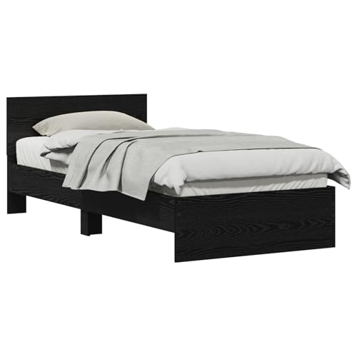 Vopese Bettgestell Schwarze Eiche 90x190 cm Engineered Wood Massivholz Bettgestell Model871659 von Vopese