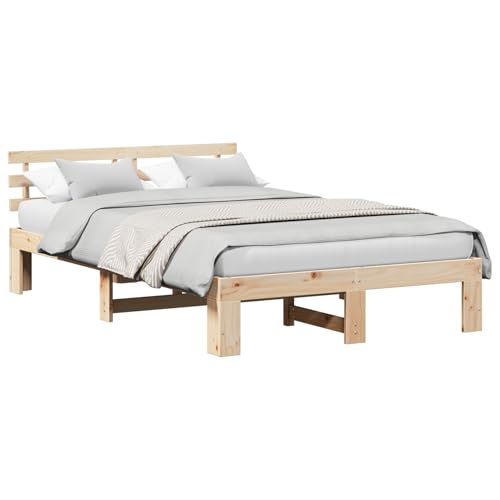 Vopese Bettgestell aus Kiefernholz Natur Massivholz Kiefer 120 x 200 cm Massivholz Bettgestell Model872611 von Vopese