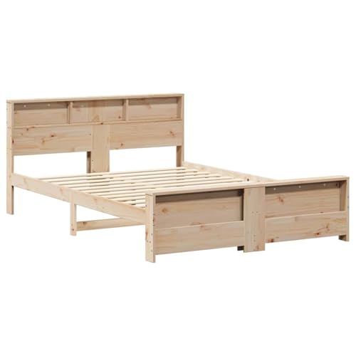 Vopese Bettgestell mit Kopfteil Braun 140 x 200 cm Massivholz Kiefer Bettgestell Model3394225 von Vopese