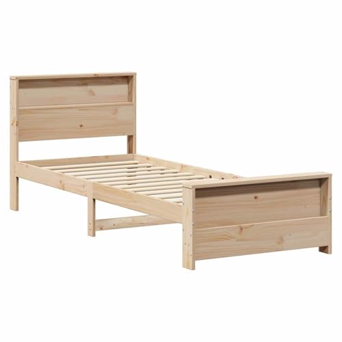 Vopese Bettgestell mit Kopfteil Braun 90 x 200 cm Massivholz Kiefer Bettgestell Model877233 von Vopese
