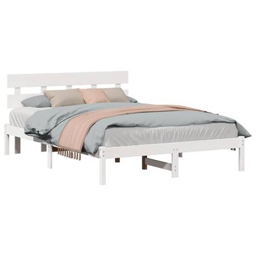 Vopese Bettgestell mit Kopfteil Weiß 140x200 cm Massivholz Kiefer Bed Headboard Model872162 Vopese Bettgestell mit Kopfteil Weiß 140x200 cm Massivholz Kiefer Bed Headboard Model872162 von Vopese