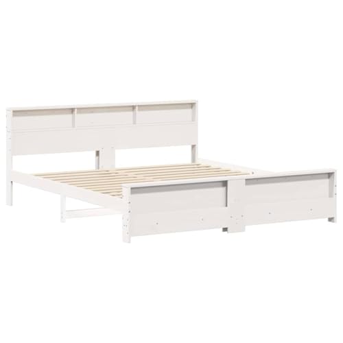 Vopese Bettgestell mit Kopfteil Weiß 180 x 200 cm Massivholz Kiefer Bettgestell Model3394217 von Vopese