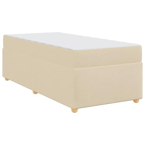 Vopese Bettgestell mit Matratze Creme 100 x 200 cm Stoff Bettgestell Model3399340 von Vopese
