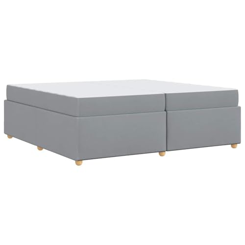 Vopese Bettgestell mit Matratze Hellgrau 200 x 200 cm Stoff Bettgestell Model3399377 von Vopese