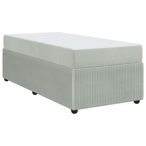 Vopese Bettgestell mit Matratze mit Matratze Hellgrau 80 x 200 cm Samt Bettgestell Model3398321 von Vopese