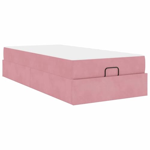 Vopese Bettgestell mit Matratze mit Speicher Rosa 100 x 200 cm Samt Bettgestell Model3399545 von Vopese