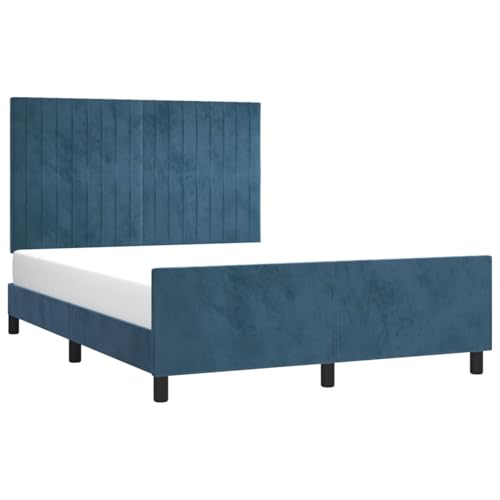 Vopese Bettgestell ohne Matratze Dunkelblau 140x190 cm Samt Massivholz Bettgestell Model3125877 von Vopese