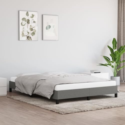 Vopese Bettgestell ohne Matratze Dunkelgrau 140x190 cm Stoff Bed Frame Model346713 von Vopese