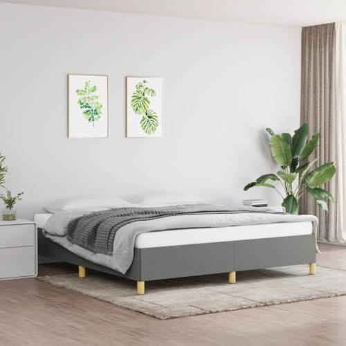 Vopese Bettgestell ohne Matratze Dunkelgrau 160x200 cm Stoff Bed Frame Model3120970 von Vopese