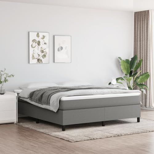 Vopese Bettgestell ohne Matratze Dunkelgrau 180x200 cm Stoff Bed Frame Model3120879 von Vopese