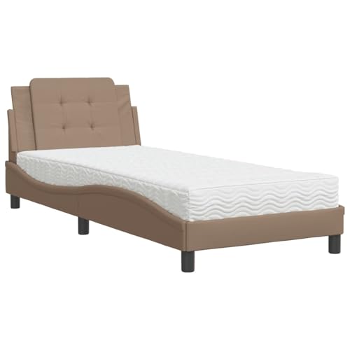 Vopese Bettgestell ohne Matratze Zadar Cappuccino-Braun 90x190 cm Kunstleder Bettgestell Model3208835 von Vopese