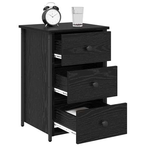 Vopese Black Oak Nachttisch Set Schwarzer Eiche Holzwerkstoff Mittel Nachtschrank Model871262 von Vopese