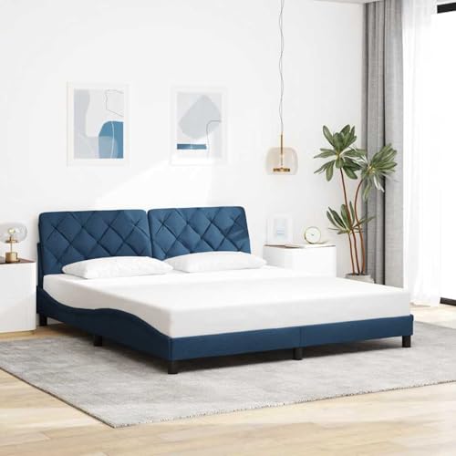 Vopese Blauer Bettgestellrahmen mit Kopfteil-Kissen, 180x200cm, für erholsamen Schlaf - Polyester & Holz Model3310621 Vopese Blauer Bettgestellrahmen mit Kopfteil-Kissen, 180x200cm, für erholsamen Schlaf - Polyester & Holz Model3310621 von Vopese