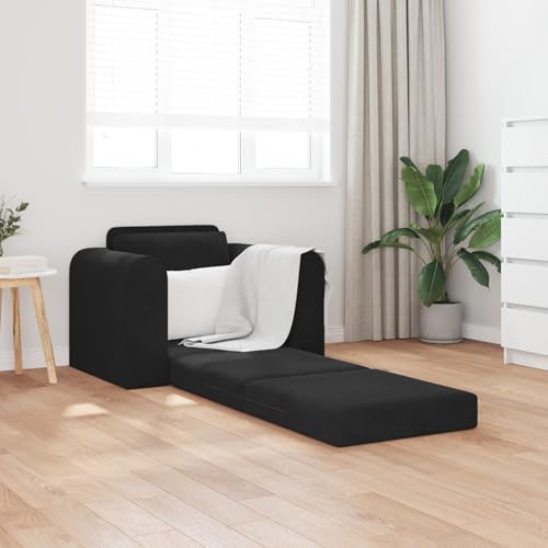 Vopese Boden Schlafsofa 2-in-1 Schwarz 98x71x83 cm Velvet Schlafcouch Model4106670 von Vopese
