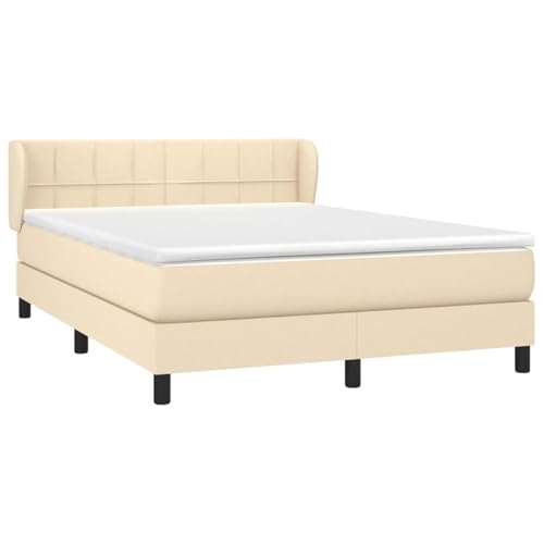 Vopese Boxspringbett Creme, 193x147 cm, mit Einzeltaschenfederkernmatratze und Matratzenschoner von Vopese