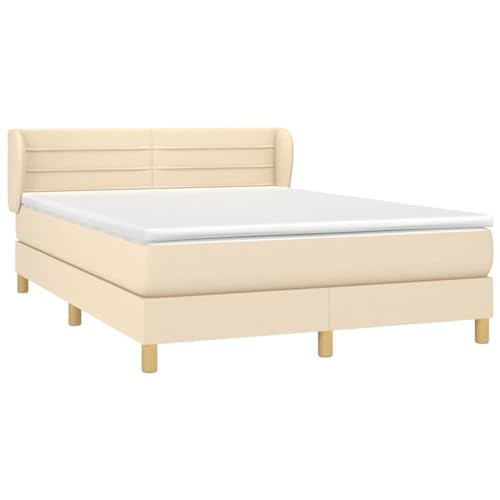 Vopese Boxspringbett Creme, 193x147 cm, mit hochwertiger Taschenfederkernmatratze und Matratzenschoner von Vopese