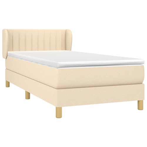 Vopese Boxspringbett Creme, 193x93cm, mit Mittelharte Taschenfederkernmatratze & Hautfreundlichem Matratzenschoner von Vopese