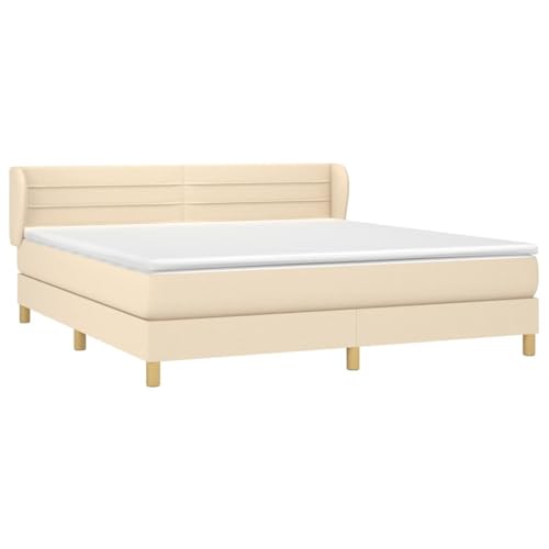 Vopese Boxspringbett Creme, 203x163 cm, mit Einzeltaschenfederkernmatratze und Matratzenschoner - Komfortable Nachtruhe von Vopese