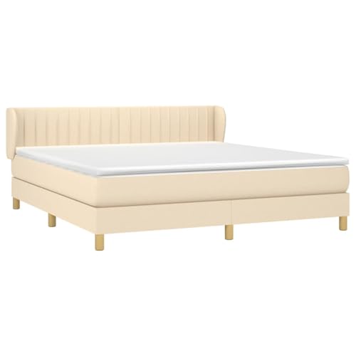 Vopese Boxspringbett Creme, 203x163 cm, mit Einzeltaschenfederkernmatratze und Matratzenschoner von Vopese