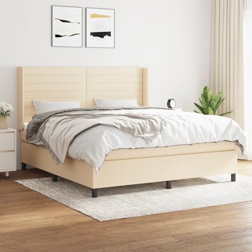 Vopese Boxspringbett Creme 203x163cm mit Einzeltaschenfederkernmatratze - ideal für Rücken- und Bauchschläfer Model3131526 von Vopese