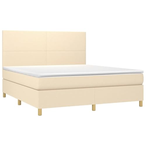 Vopese Boxspringbett Creme 203x180cm mit Mittelharte Taschenfederkernmatratze und Hautfreundlichem Matratzenschoner von Vopese