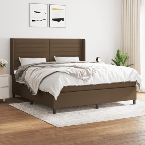 Vopese Boxspringbett Dunkelbraun mit Einzeltaschenfederkernmatratze und Matratzenschoner - 203x183x118/128 cm - ideal für Rücken- und Bauchschläfer Model3131532 von Vopese