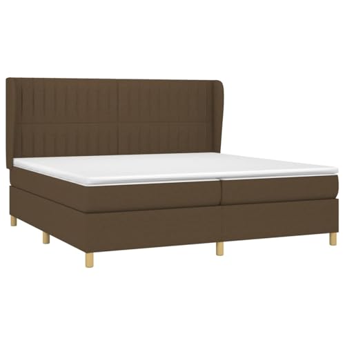 Vopese Boxspringbett Dunkelbraun mit hochwertiger Einzeltaschenfederkernmatratze und Matratzenschoner - 203x203x118/128 cm von Vopese