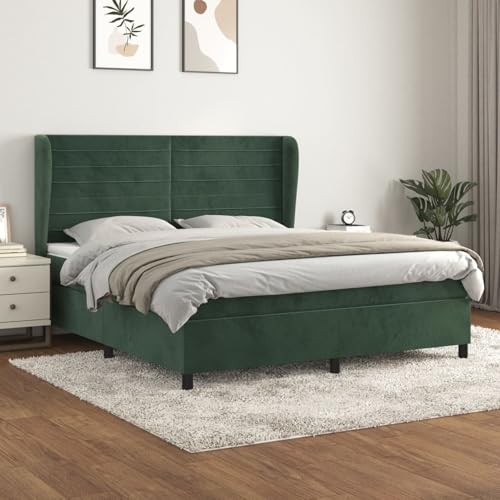 Vopese Boxspringbett Dunkelgrün mit Samtbezug und Einzeltaschenfederkernmatratze - 203x183x118/128 cm, ideal für Rücken- und Bauchschläfer Model3129288 Vopese Boxspringbett Dunkelgrün mit Samtbezug und Einzeltaschenfederkernmatratze - 203x183x118/128 cm, ideal für Rücken- und Bauchschläfer Model3129288 von Vopese