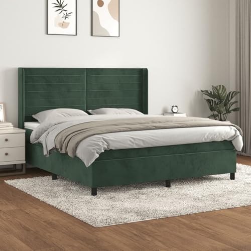 Vopese Boxspringbett Dunkelgrün mit Samtbezug und Einzeltaschenfederkernmatratze - 203x183x118/128 cm, ideal für Rücken- und Bauchschläfer Model3132756 Vopese Boxspringbett Dunkelgrün mit Samtbezug und Einzeltaschenfederkernmatratze - 203x183x118/128 cm, ideal für Rücken- und Bauchschläfer Model3132756 von Vopese