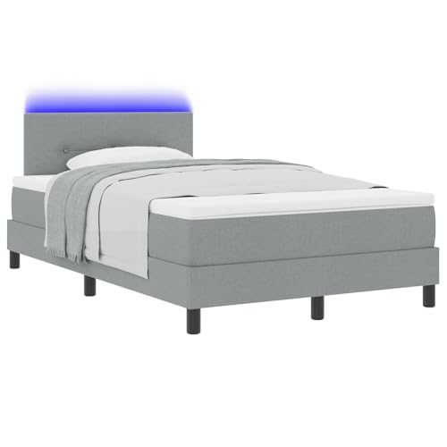 Vopese Boxspringbett Grau Rechteckig Stoff Matratze LED Beleuchtung Schlafzimmer von Vopese